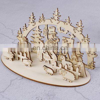 Creative cheap diy wooden crafts christmas tree decoration ornaments set wood slice