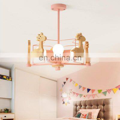 Wooden Pendant Light Fawn Shape LED Ceiling Hanging Lamp for Bedroom and Living Room