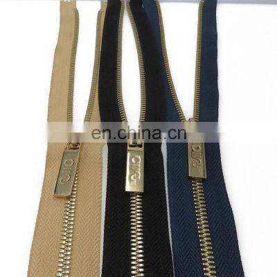 #3 #5 #7 #8 #10 Gold Silver Rose Gold zinc alloy Metal Teeth Custom Metal Zipper for Bag Leather