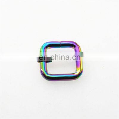 Factory Square Iron Metal Slider Fashion Rainbow Adjuster Buckle For Dog Collars Bag Parts