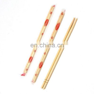 Natural Bamboo Single Disposable Round Chopsticks with Customized Printing PE Plastic Sleeve