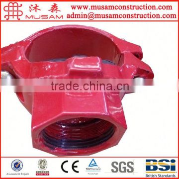 Ductile iron grooved couplings and grooved mechanical outlet pipe fitting adapter