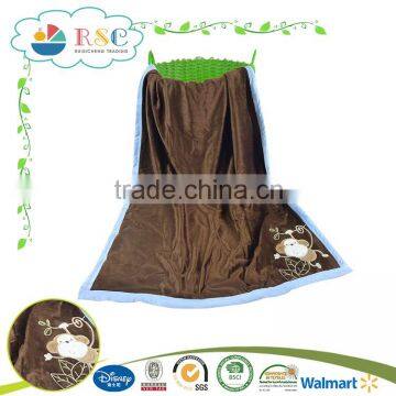 China supplier brown Embroidered baby blanket made in China