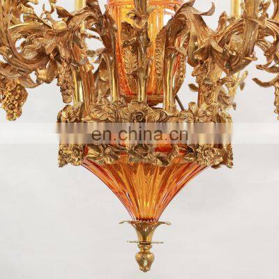 French Lighting Vintage Copper Chandeliers Bronze Pendant Lamp Solid Brass Antique Luxury Chandelier photo-5