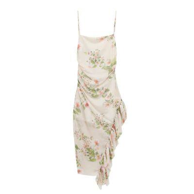 Vestido estampado decorativo em camadas, ajustado ao corpo, para mulheres, com estilo europeu e americano moderno de 2025