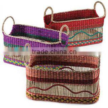 High quality best selling eco-friendly Multi color Rectangular sea-grass baskets from Vietnam