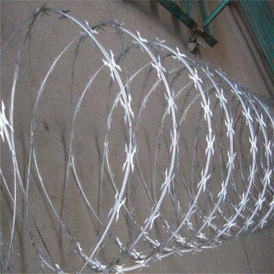 Anti Climbing Fencing Border Barrier With Galvanized Concertina Razor Barbed Wire photo-3