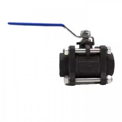 ANSI API Internal Thread 3 PC Three Way Ball Valve  Q61F Forged Carbon Steel Manual High Pressure Float Handle Threaded 1000WOG