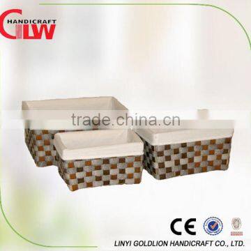 Set of 3 wood chip storage box with liner