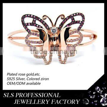 2015 new design rose gold butterfly bangle silver jewelry saudi gold jewelry bracelet animal fashion bangle