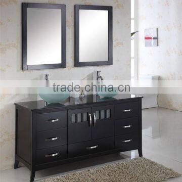 Canada Hot Sale Solid Wooden Bathroom Vanities with Dual Glass Sink