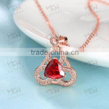 new charm necklace for women 18k gold plated necklace jewelry red zircon