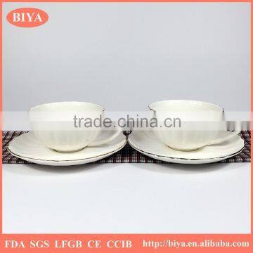 bone china cup and saucers delicate high grade fine thin porcelain coffee tea cup and saucer with golden or silver painting line