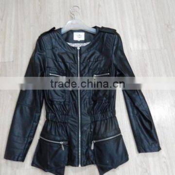 custom 100% polyester latest design pu leather jacket women wholesale