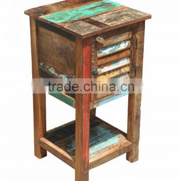 SIMPLE RECYCLE WOODEN BED SIDE TABLE , CLASSIC BED SIDE TABLE