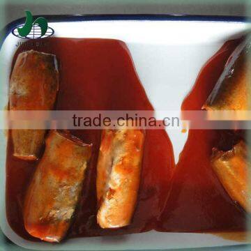 Delicious body part mackerel in can with tomato sauce