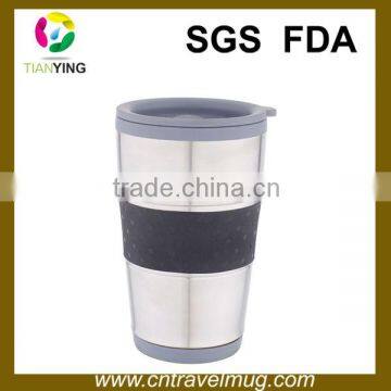 stainless steel decorate travel mugs with rubber sleeve