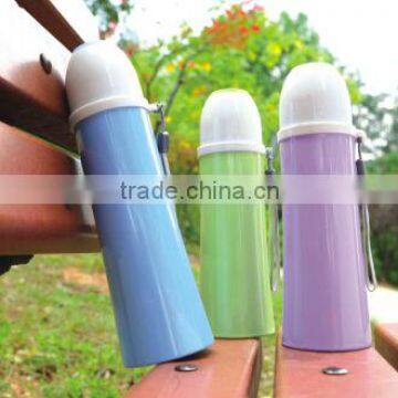 Mini stainless steel vacuum flask with easy carrying rope