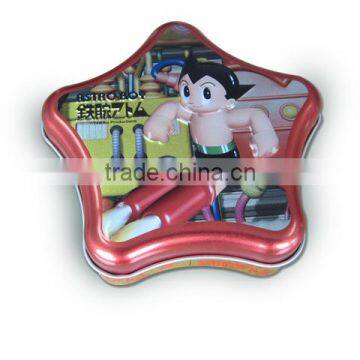 Star shaped tin for candy packaging, star shape tin box