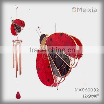 MX060032 wholesale metal wind chime with tiffany style stained glass ladybug