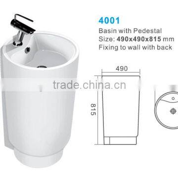 Yibeini Bathroom Sink Ceramic Pedestal Basin photo-3