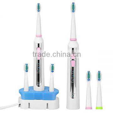 Sonic Electric Toothbrush Rechargable Waterproof with 2 Extra Replacement Brush Heads Charging Station US Plug SV030696