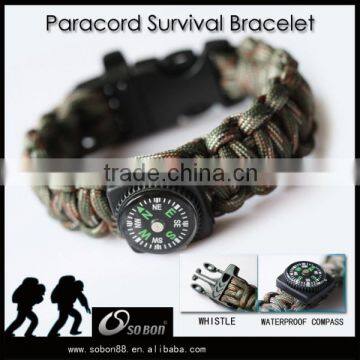 braided nylon cord survival bracelet with compass 2016 trending products