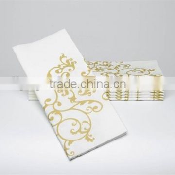 Dinner Napkins GOLD and WHITE Like Cloth Disposable Paper napkins (60ct)