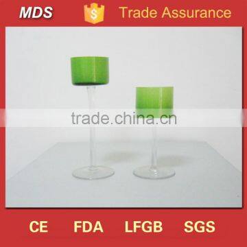 Wholesale crackle green glass candle holder flat for wedding