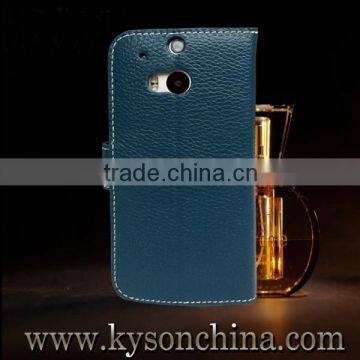 Lichi skin flip leather cover case for htc one 2 m8