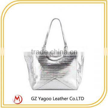 wholesale cheap custom nylon women fashion tote shoulder gift shopping bag with
