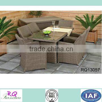 Hotel Dining Table Sets PE Rattan Alum Frame