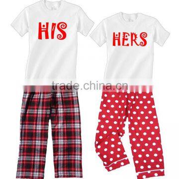 Wholesale Summer Printed Short Sleeve Pants Bottom Pajama Set For Couples