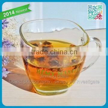 Promotional Small Glass Tea Mugs Advertising Decorative Glass Drinking Cups Mugs Handle Glasses