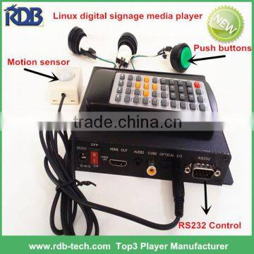 RDB Linux digital signage media player with RS232 control push buttons motion sensor detection DS005-54