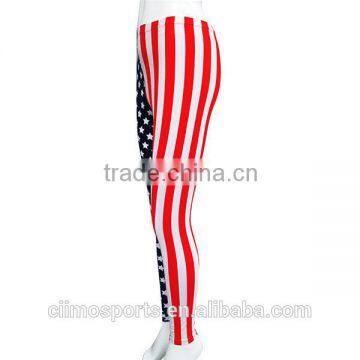 Custom Design Sublimation Printed USA National Flag Women's Leggings