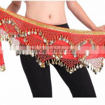 2016 High Quality Women Belly Dance Velvet Belts Chains Cheap Belly Danceing Coins Hip Scarves for Sale