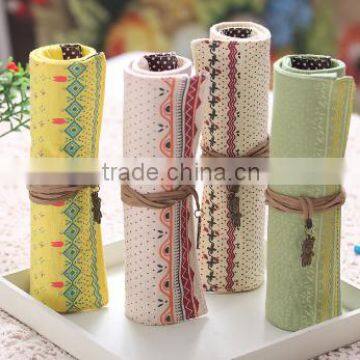 Cute roll up school pencil bag/pencil case with rope