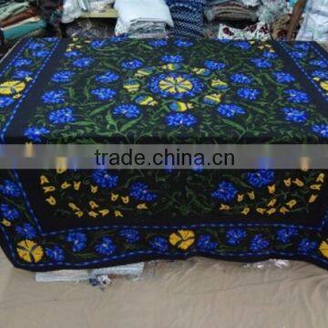 Jaipuri Print Suzani Embroidered Bed Cover Custom Design/ Drop Shipping /Hotel Bedding Set/Comforter Cover/Bed Sheet