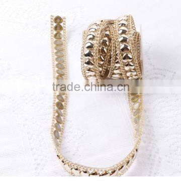 Gold Color Head Pattern Hotfic Rhinestone Metal Chain For Cloth Decoration Accessories