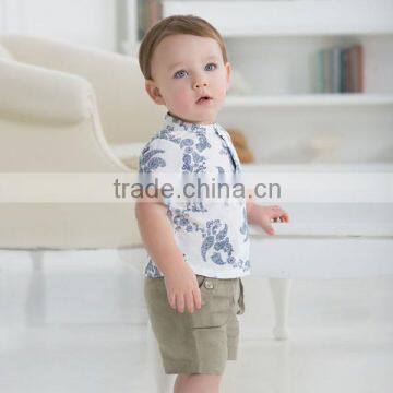 DB1245wholesale baby clothes dave bella 2014 summer 100% cotton printed babi outwear baby clothes baby T-shirt for summer