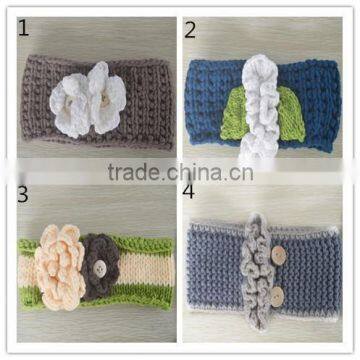 handmade knitted pattern crochet winter cotton headband for women