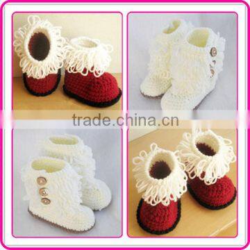 Christmas hot sale handmade winter soft crochet boot shoes for baby