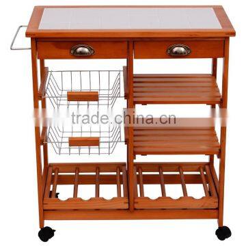 New Nature Good Quality Wooden Bamboo Kitchen Trolley