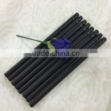 Jumbo size round shape black wood HB pencil with eraser