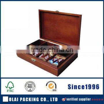 New product wooden coffee tea sugar box with compartments