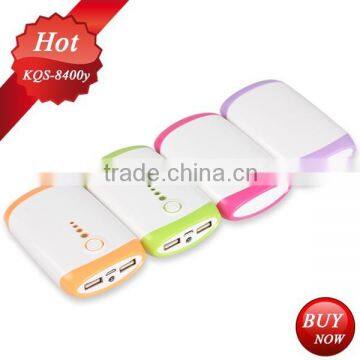 Dual output 5V/1A 5V/2A power bank for nokia 8400mah