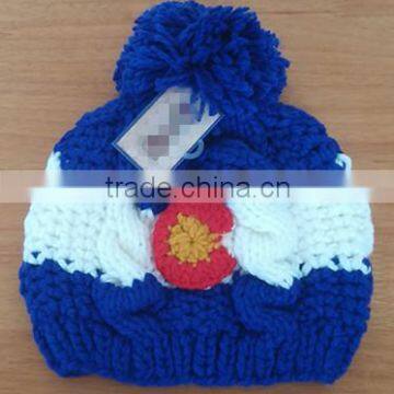 Popular custom winter knitted beanie hats caps with pom pom hats