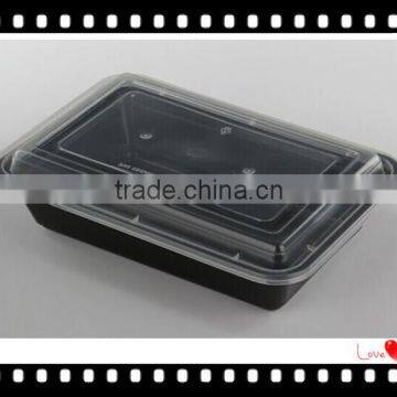 Retangular PP Food Container Black Plastic Food Storage 1000ML High Quality