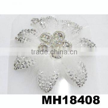large fashion clear crystal stone suede leather base flower hair clips flower